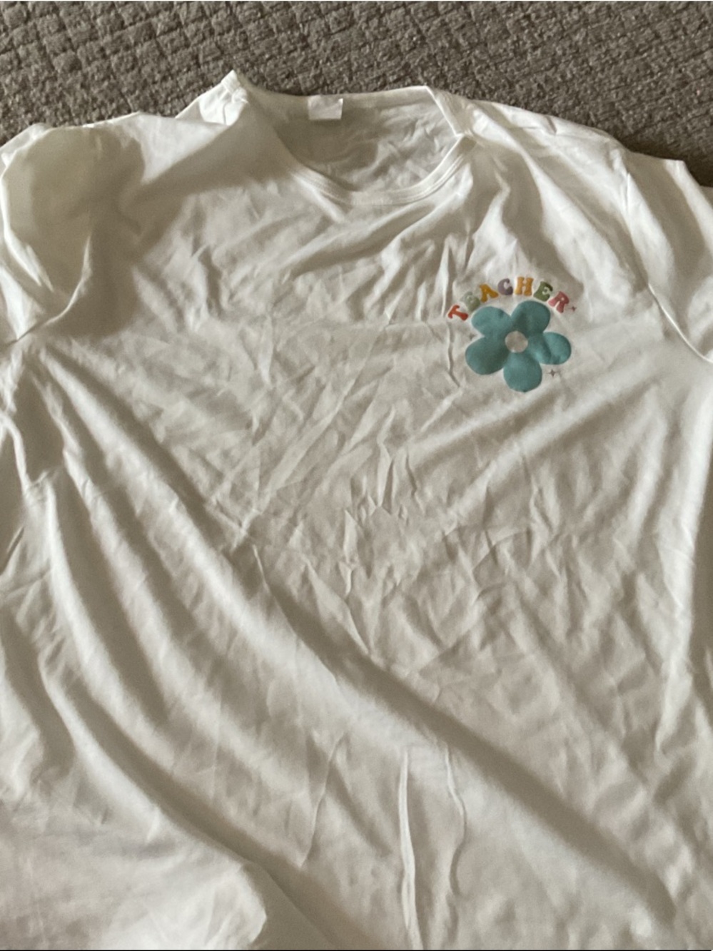 Teacher Flower Graphic Kids White T‑Shirt